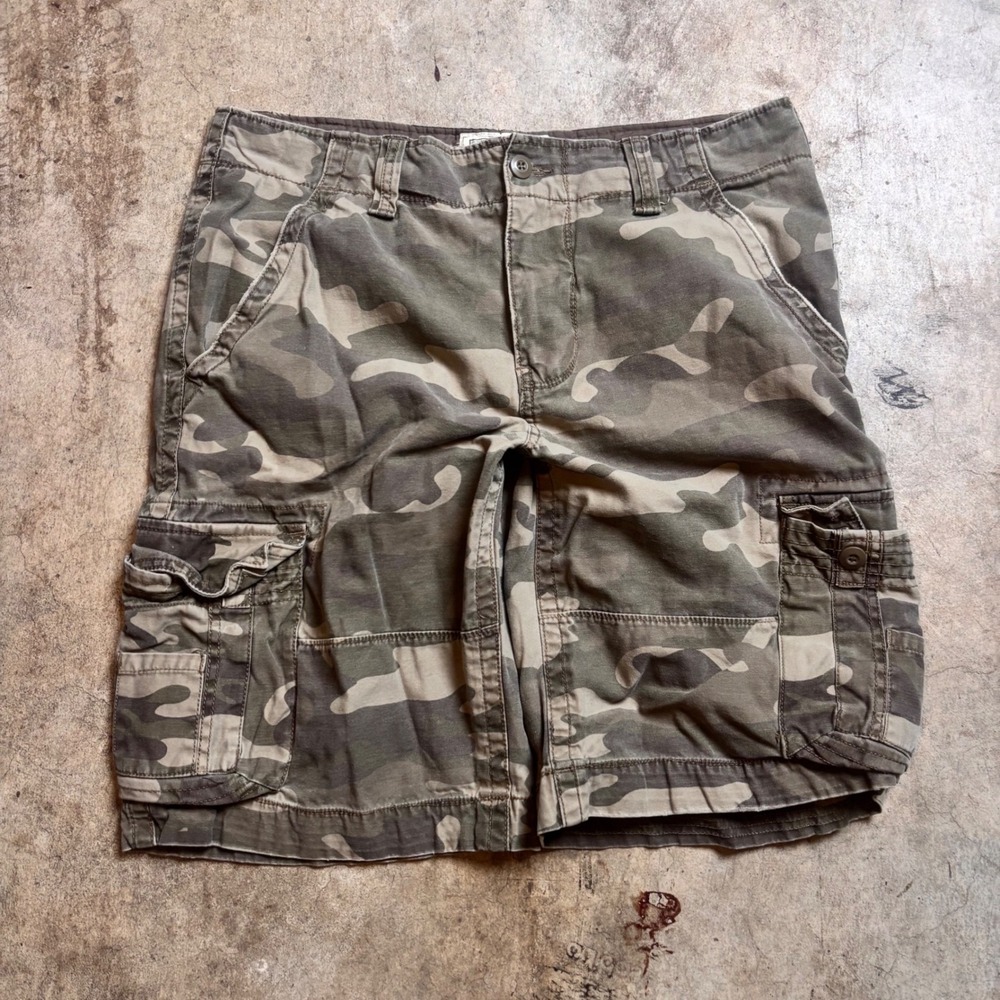 Vintage Industries Camo Cargo Shorts 36 Baggy Military Utility Streetwear